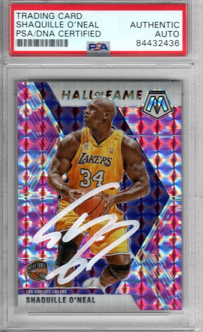 Shaquille O'Neal Autographed Lakers Encapsulated 2019-20 No. 281 Panini Mosaic Hall of Fame Trading Card PSA Authentic AUTO 84432436
