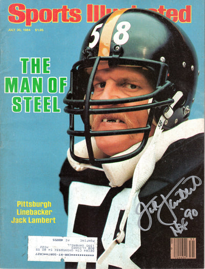 Jack Lambert Autographed Pittsburgh Steelers Sports Illustrated 7/30/84 W/ HOF 90 Beckett Authenticated Silver