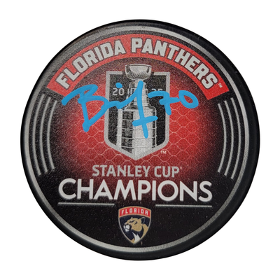 Jesper Boqvist autographed 2025 Florida Panthers Stanley Cup Champions hockey puck authenticated by JSA

