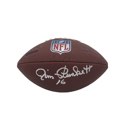 Jim Plunkett autographed Raiders Duke replica football Beckett witnessed

