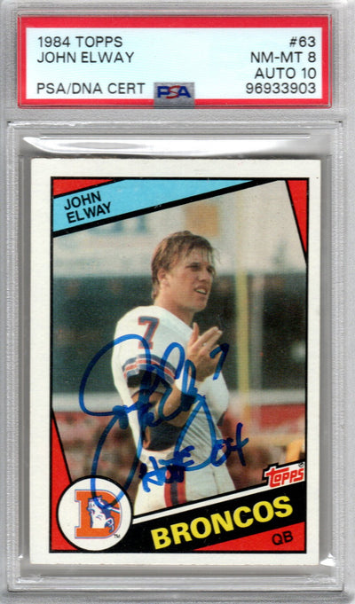 John Elway autographed 1984 Topps #63 Denver Broncos rookie card PSA NM/MT 8 Auto 10
