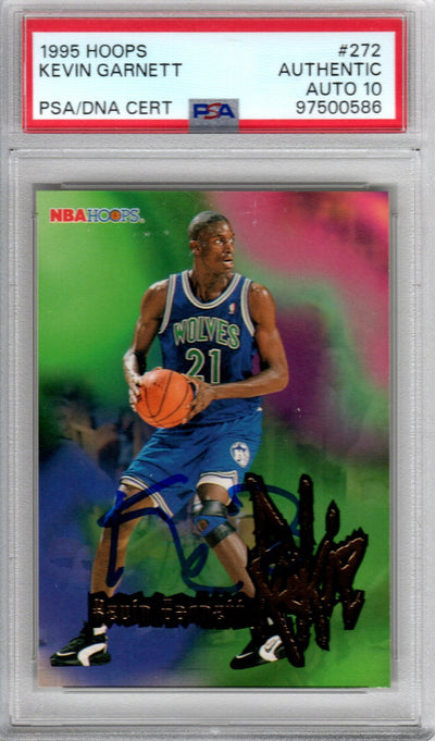 Kevin Garnett autographed 1995 Hoops #272 Minnesota Timberwolves rookie card PSA Auto 10

