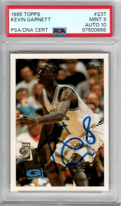 Kevin Garnett autographed 1995 Topps #237 Minnesota Timberwolves rookie card PSA certified
