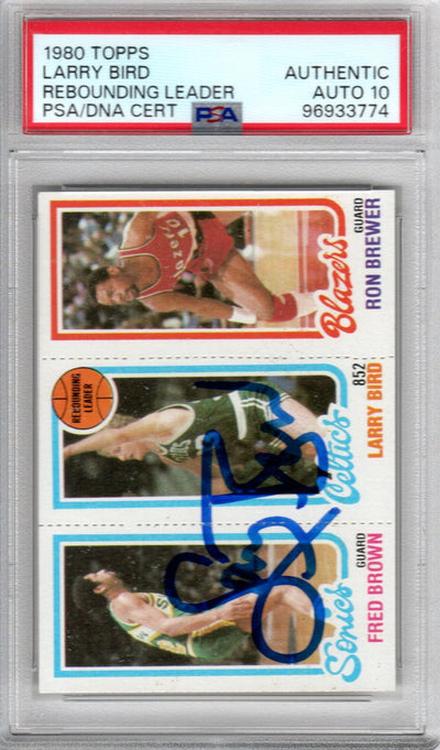 Larry Bird autographed 1980 Topps Boston Celtics rookie card PSA Auto 10
