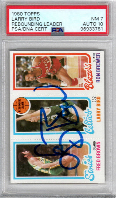 Larry Bird autographed 1980 Topps Boston Celtics rookie card PSA NM-7 Auto 10
