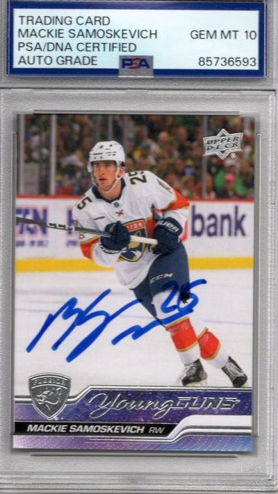 Mackie Samoskevich autographed Florida Panthers Upper Deck Young Guns rookie card PSA Auto Gem MT 10
