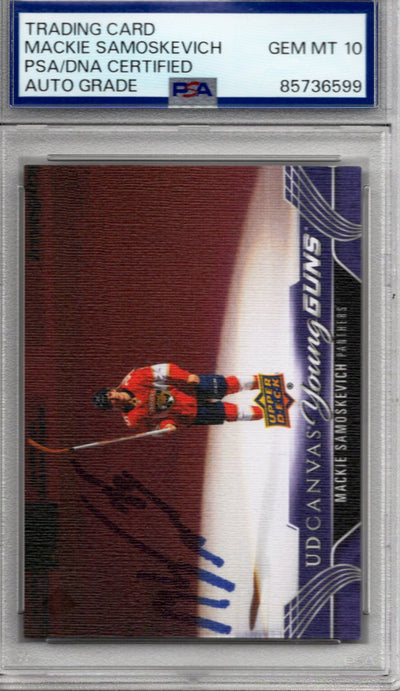 Mackie Samoskevich autographed Florida Panthers Upper Deck Canvas Young Guns rookie card PSA Auto Grade 10
