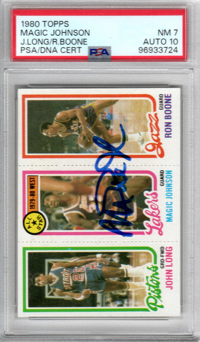 Magic Johnson autographed 1980 Topps Los Angeles Lakers rookie card PSA NM-7 Auto 10
