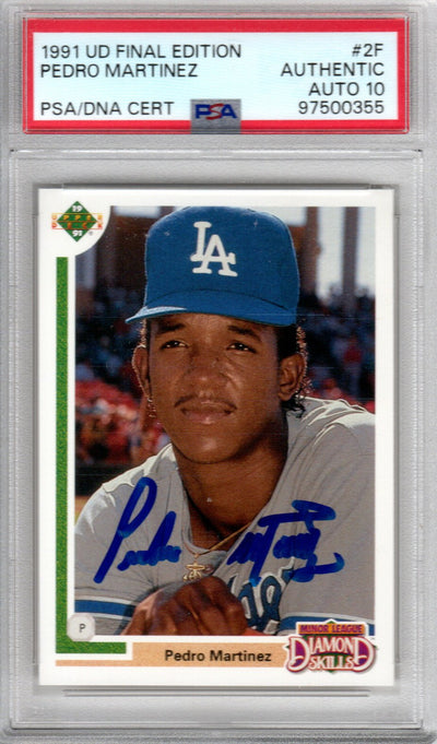 Pedro Martinez autographed 1991 Upper Deck #2F Los Angeles Dodgers rookie card PSA Auto 10
