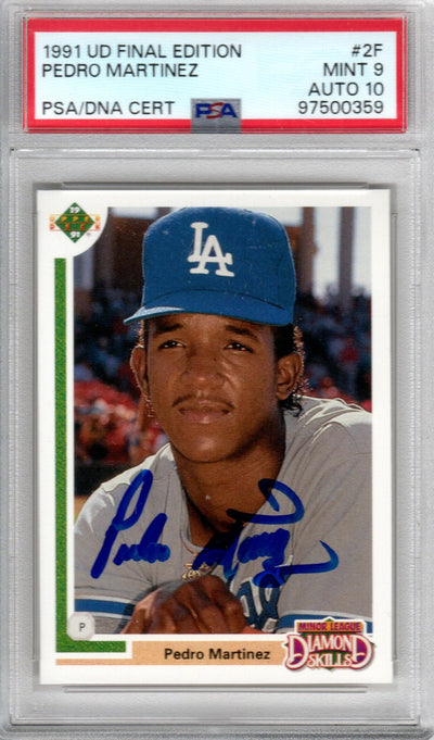Pedro Martinez autographed 1991 Upper Deck #2F Los Angeles Dodgers rookie card PSA Mint 9 Auto 10
