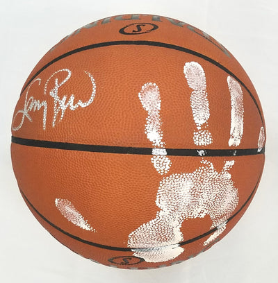 Larry Bird Autographed Boston Celtics NBA Game Basketball W/ Handprint Beckett Witnessed White Paint