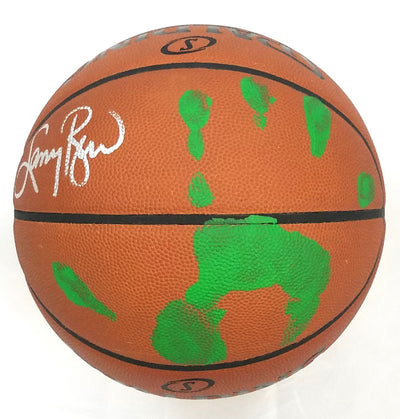 Larry Bird Autographed Boston Celtics NBA Game Ball Basketball W/ Handprint Beckett Witnessed Green Paint
