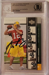 Aaron Rodgers Autographed Green Bay Packers Encapsulated 2005 Upper Deck Rookie Premiere #16 Trading Card Beckett Authenticated