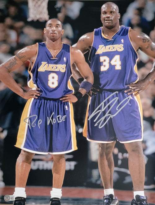 Shaquille O'Neal with Kobe Bryant Autographed Los Angeles Lakers 16x20 Photo W/ RIP KOBE Beckett Witnessed