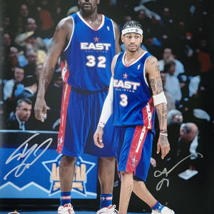 Shaquille O'Neal & Allen Iverson Autographed Miami Heat Philadelphia 76ers All Star Game 16x20 Photo Beckett Witnessed
