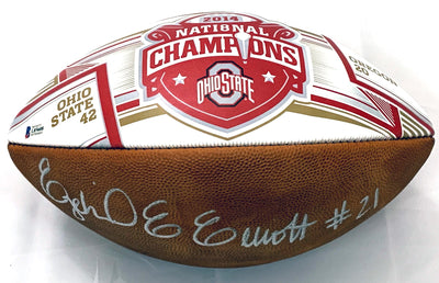 Ezekiel Elliott Autographed Ohio State Buckeyes 2014 National Champions Football Beckett Witnessed
