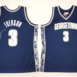 Allen Iverson Autographed Georgetown Hoyas Mitchell & Ness Blue 1995-96 Swingman Jersey Beckett Witnessed