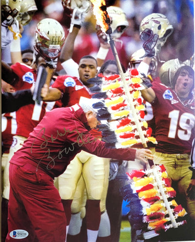 Bobby Bowden Autographed Florida State Seminoles Spear 11x14 Photo Beckett Witnessed