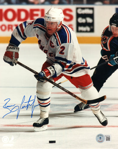 Brian Leetch Autographed New York Rangers 8x10 Photo Beckett Witnessed