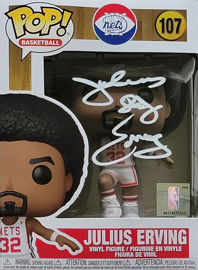 Julius Dr. J Erving Autographed ABA New York Nets Funko Pop Beckett Witnessed White