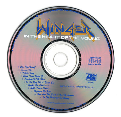 Kip Winger Autographed Winger In The Heart Of The Young CD Cover With Disc Beckett Authenticated