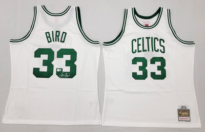 Larry Bird Autographed Boston Celtics White Mitchell & Ness Swingman Jersey Beckett Witnessed