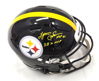 Terry Bradshaw Autographed Pittsburgh Steelers Riddell Matte Black Spe -  Famous Ink