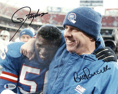 Bill Parcells & Lawrence Taylor Autographed New York Giants 8x10 Beckett Witnessed