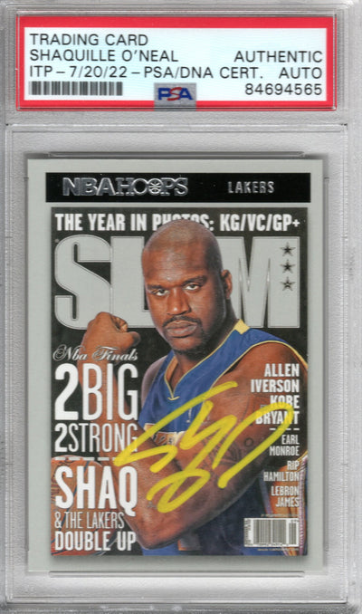 Shaquille O'Neal Autographed Lakers Encapsulated 2020 Panini Slam NBA Hoops Trading Card PSA AUTHENTIC AUTO 84694565