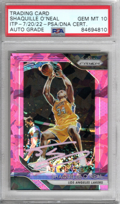 Shaquille O'Neal Autographed Lakers Encapsulated 2018-19 No. 35 Panini Prizm Trading Card PSA ITP GEM MT 10 84694810