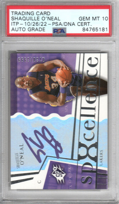 Shaquille O'Neal Autographed Lakers Encapsulated 2003 Upper Deck SP Xcellence 0130/3999 Trading Card PSA ITP Auto Grade GEM MT. 10 84765181