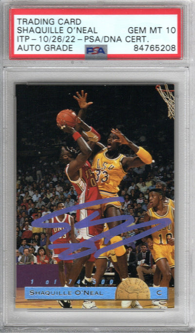 Shaquille O'Neal Autographed LSU Tigers Encapsulated 1992-93 Classic Rookie 1 of 74,500 Trading Card GEM MT. 10 PSA ITP 84765208