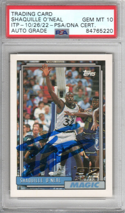 Shaquille O'Neal Autographed Orlando Magic Encapsulated 1992-93 Topps '92 Draft Pick Trading Card PSA ITP Auto Grade GEM MT. 10 84765220