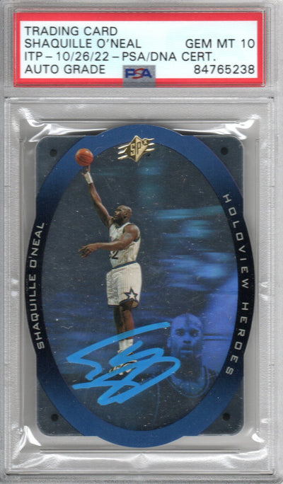 Shaquille O'Neal Autographed Orlando Magic Encapsulated 1996 Upper Deck Holoview Heroes H10 Trading Card PSA ITP Auto Grade GEM MT. 10 84765238