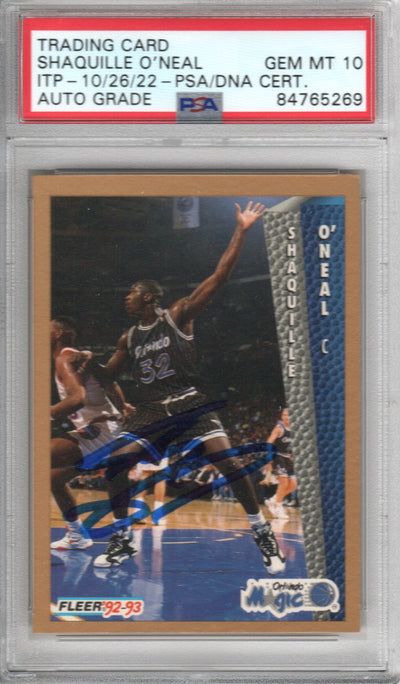 Shaquille O'Neal Autographed Orlando Magic Encapsulated 1992-93 Fleer Rookie #37 Trading Card GEM MT. 10 PSA ITP 84765269
