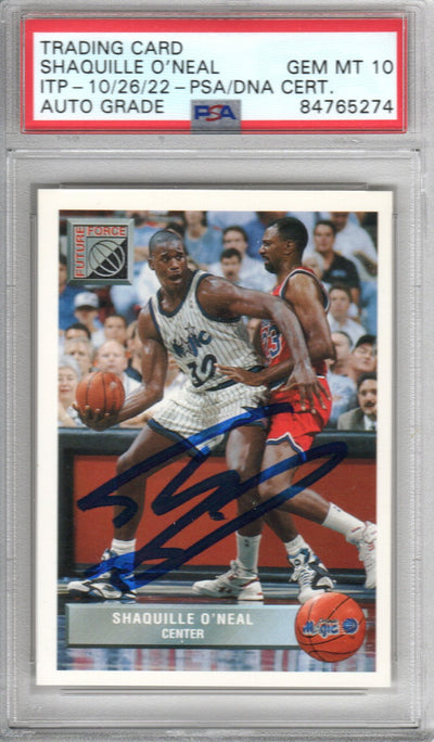 Shaquille O'Neal Autographed Orlando Magic Encapsulated 1992-93 Upper Deck Future Force P43 Trading Card GEM MT. 10 PSA ITP 84765274