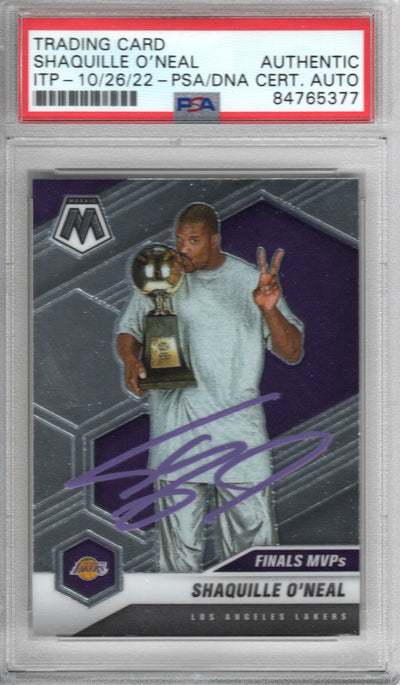 Shaquille O'Neal Autographed Lakers Encapsulated 2020-21 Panini Mosaic Finals MVPs Trading Card No. 300 PSA ITP 84765377