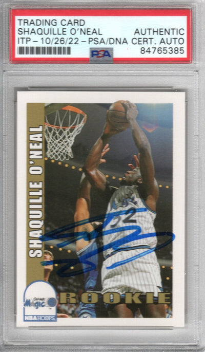 Shaquille O'Neal Autographed Orlando Magic Encapsulated 1992-93 Sky Box NBA Hoops Rookie Trading Card PSA ITP 84765385