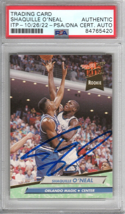 Shaquille O'Neal Autographed Lakers Encapsulated 1992-93 Fleer Ultra Trading Card 328 PSA ITP 84765420