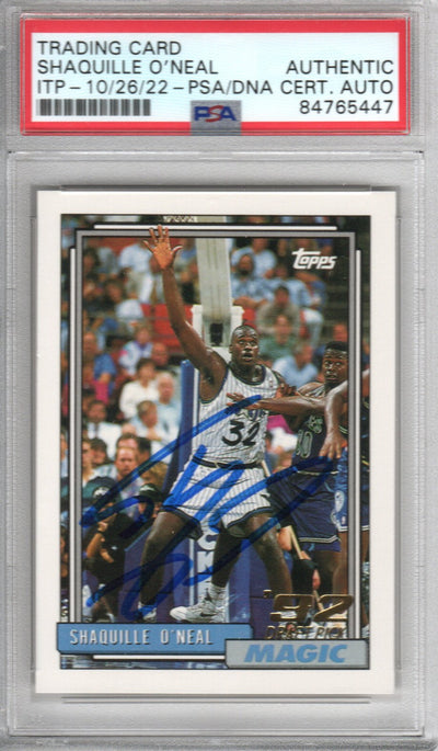 Shaquille O'Neal Autographed Orlando Magic Encapsulated 1992-93 Topps '92 Draft Trading Card #362 PSA ITP 84765447