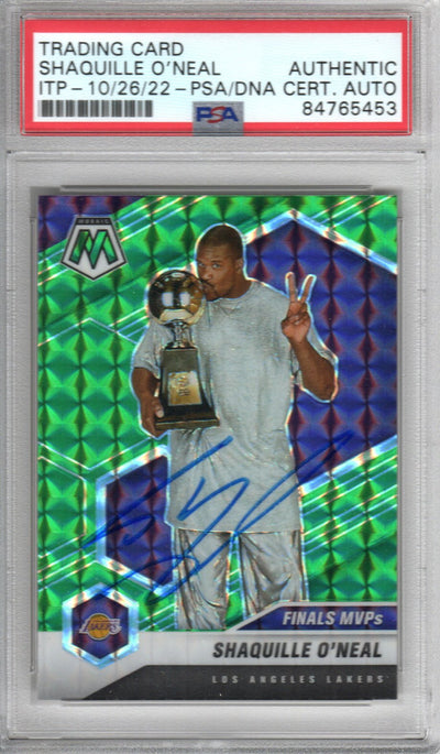 Shaquille O'Neal Autographed Lakers Encapsulated 2020-21 Panini Mosaic Finals MVPs Trading Card No. 300 PSA ITP 84765453
