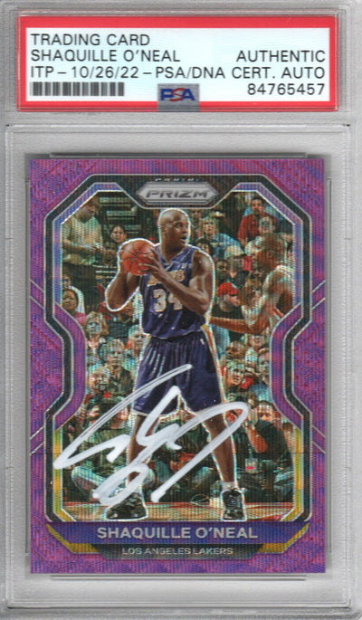 Shaquille O'Neal Autographed Lakers Encapsulated 2020-21 Panini Prizm Trading Card No. 207 PSA ITP 84765457