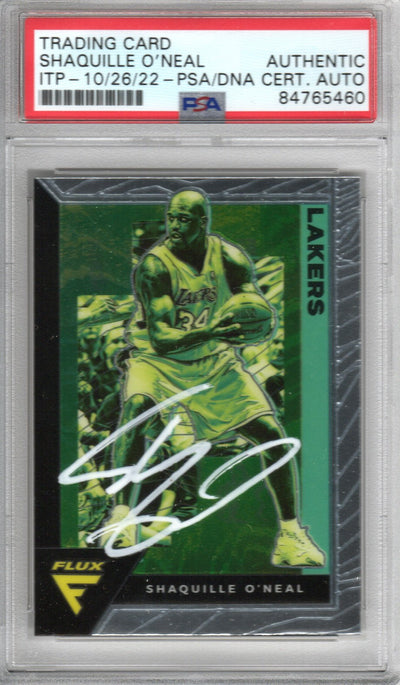 Shaquille O'Neal Autographed Lakers Encapsulated 2020-21 Panini Flux Trading Card No. 186 PSA ITP 84765460