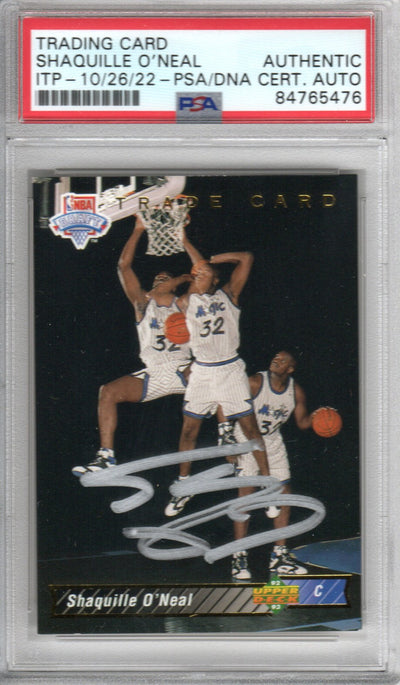 Shaquille O'Neal Autographed Orlando Magic Encapsulated 1992-93 Upper Deck NBA Draft Trading Card #1b PSA ITP 84765476
