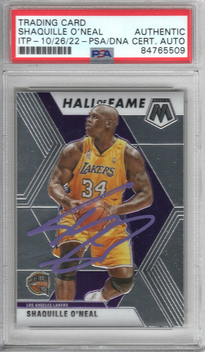 Shaquille O'Neal Autographed Lakers Encapsulated 2019-20 Panini Mosaic Hall Of Fame Trading Card No. 281 PSA ITP 84765509