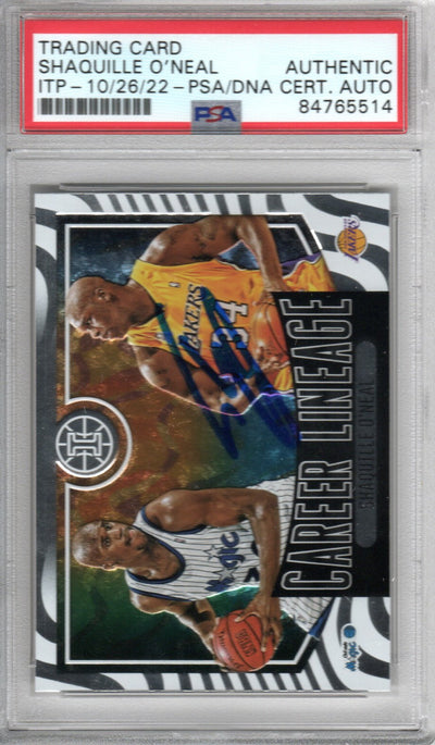 Shaquille O'Neal Autographed Magic Lakers Encapsulated 2020-21 Panini Illusions Career Lineage No. 23 Trading Card No. 3 PSA ITP 84765514