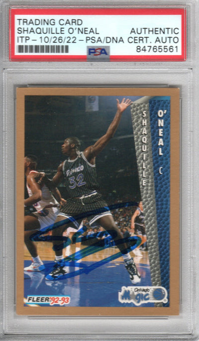 Shaquille O'Neal Autographed Lakers Encapsulated 1992-93 Fleer Trading Card #37 PSA ITP 84765561