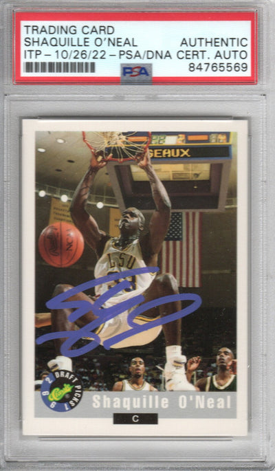 Shaquille O'Neal Autographed LSU Tigers Encapsulated 1992 Classic Draft Picks Trading Card #1 PSA ITP 84765569