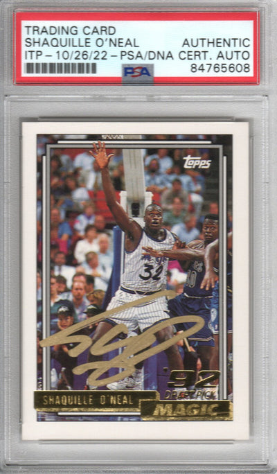 Shaquille O'Neal Autographed Orlando Magic Encapsulated 1992-93 Topps Gold Rookie #362 Trading Card PSA ITP 84765608