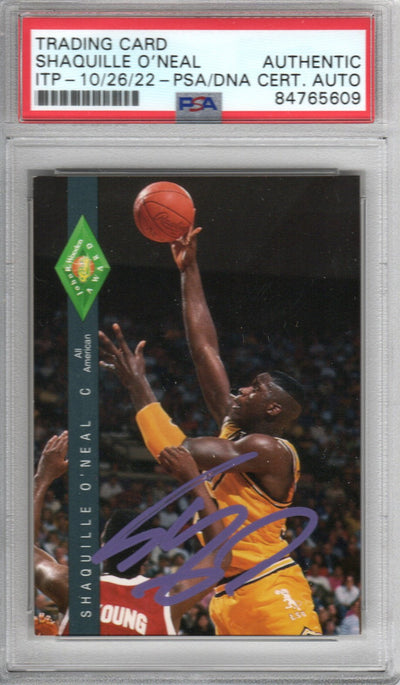 Shaquille O'Neal Autographed LSU Tigers Encapsulated 1992 Classic John Wooden Award Trading Card #318 PSA ITP 84765609